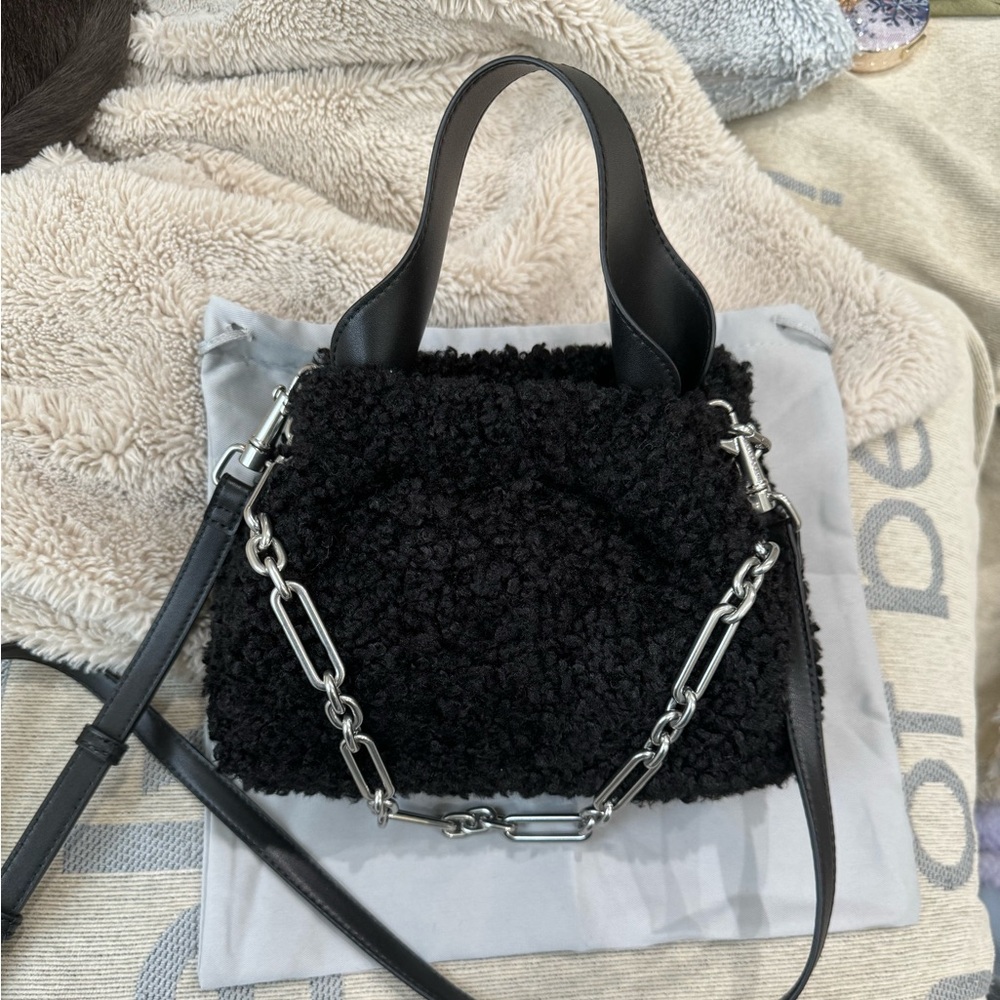 Charles Keith ally furry slouchy chain-handle bag
